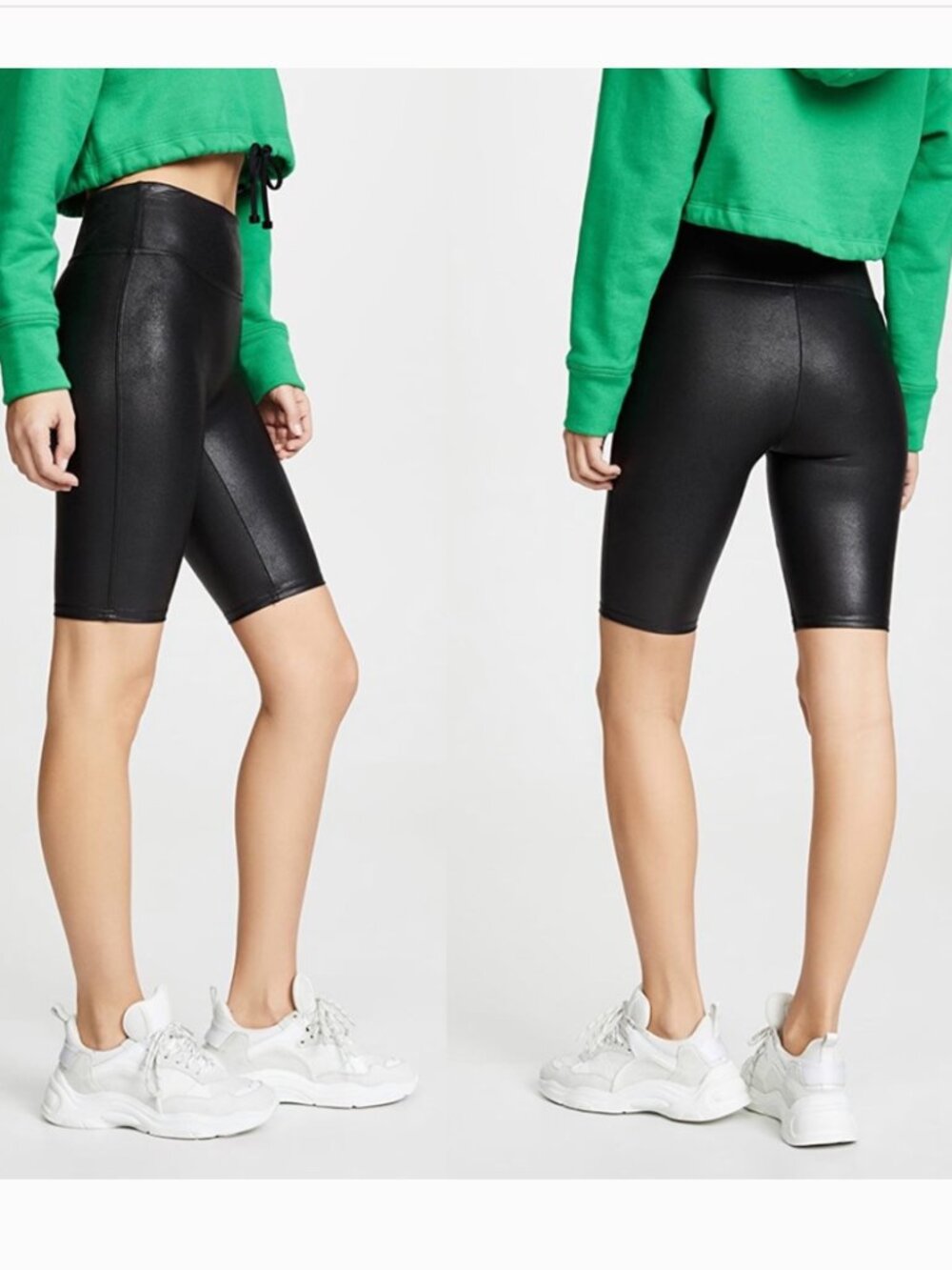 NWT SPANX Faux Leather Bike Shorts Black Size Small - Picture 2 of 5